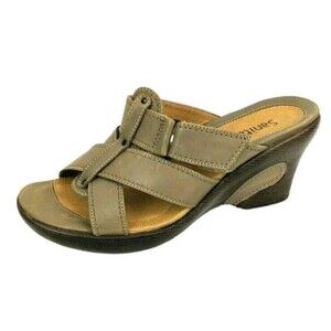 Sanita Wedge Slide Sandals  Women's Size EUR 41 / US 10.5  Heels Taupe Leather